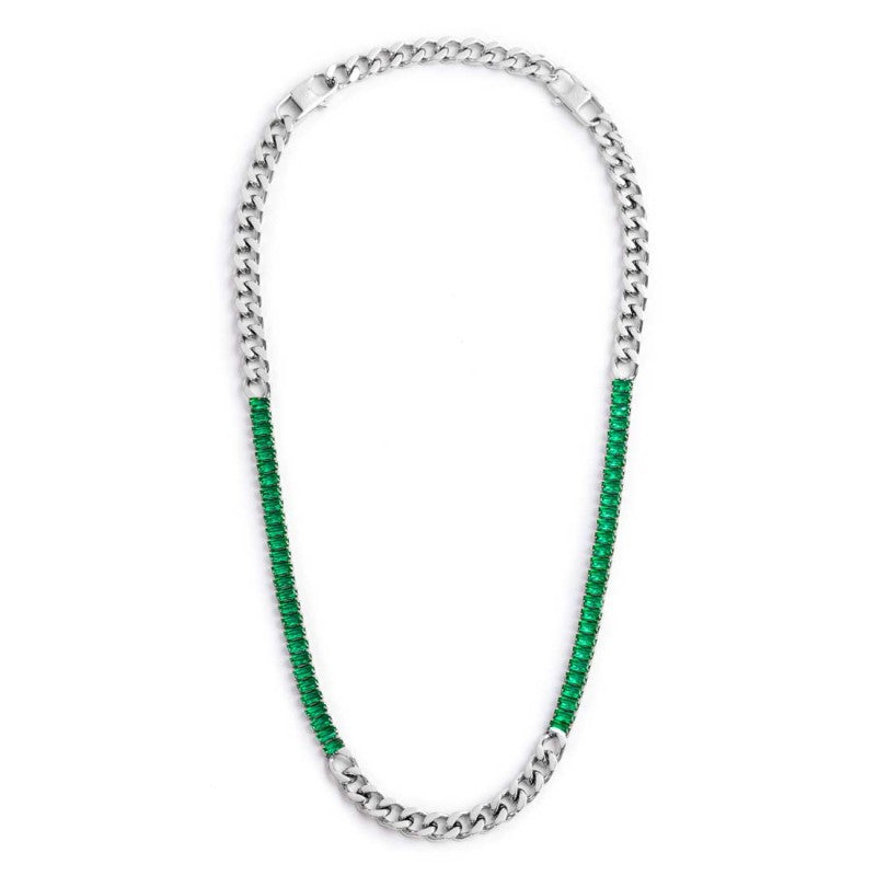 Collana catena grumetta con tennis cristalli baguette - Desidero