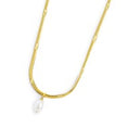 Carica l'immagine nel visualizzatore della galleria, Collana catena snake con perla ovale pendente centrale
