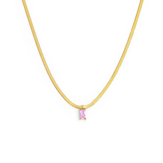 Collana catena snake con zircone baguette - Desidero