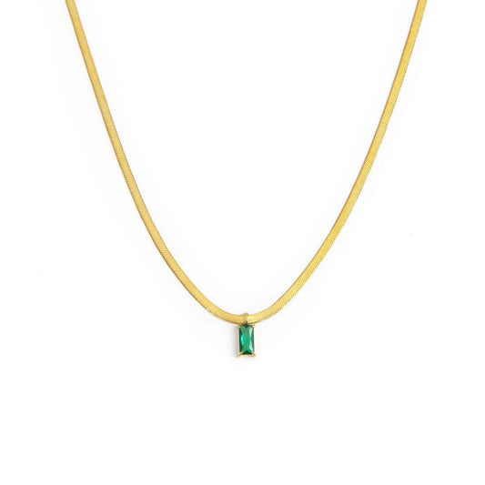 Collana catena snake con zircone baguette - Desidero