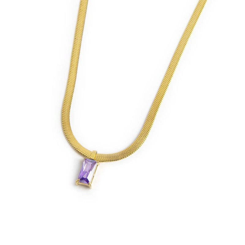 Collana catena snake con zircone baguette - Desidero