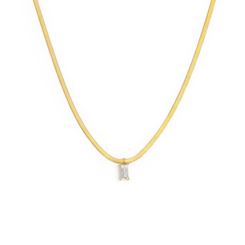 Collana catena snake con zircone baguette - Desidero