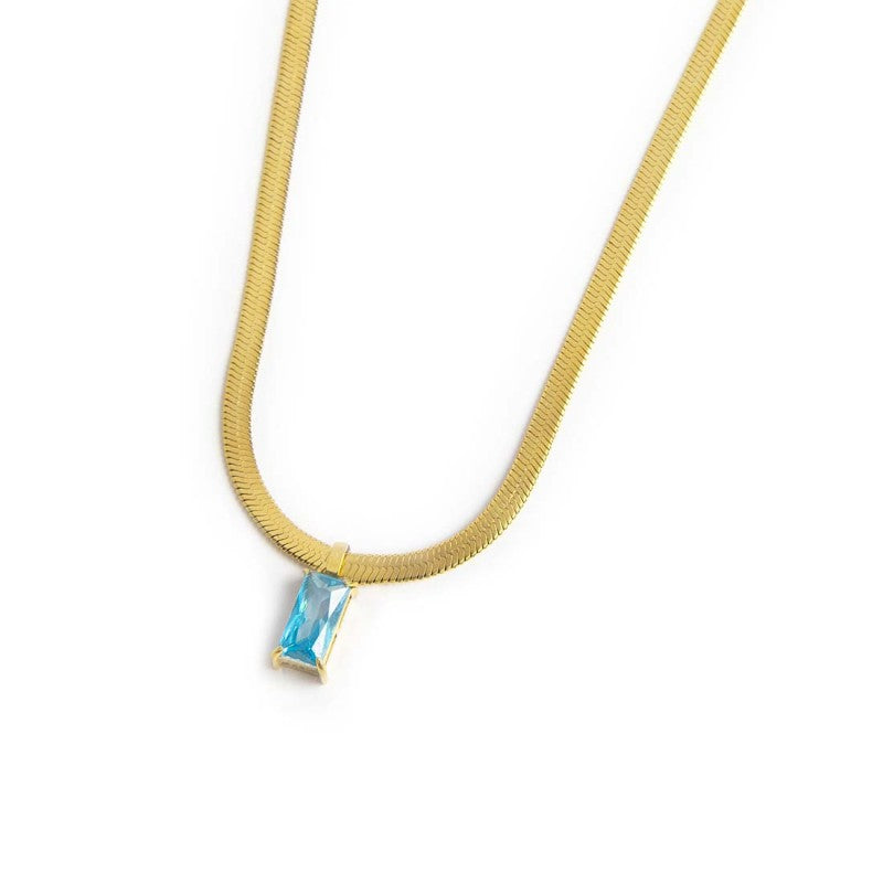 Collana catena snake con zircone baguette - Desidero