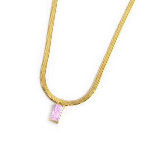 Collana catena snake con zircone baguette - Desidero