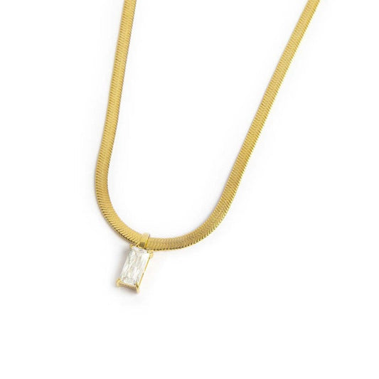 Collana catena snake con zircone baguette - Desidero