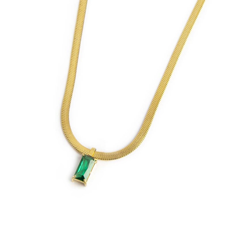 Collana catena snake con zircone baguette - Desidero