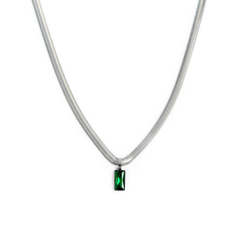 Collana catena snake cristallo baguette centrale - Desidero