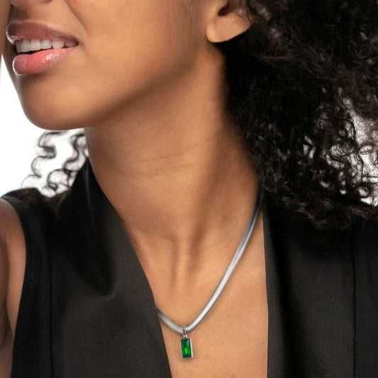 Collana catena snake cristallo baguette centrale - Desidero