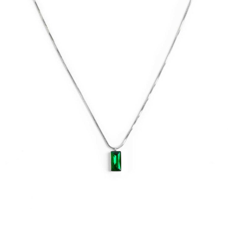 Collana catena snake quadrata cristallo baguette centrale - Desidero