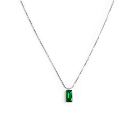 Collana catena snake quadrata cristallo baguette centrale - Desidero