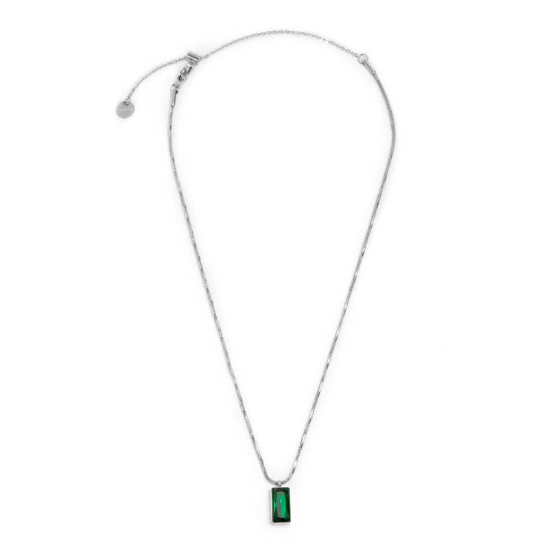 Collana catena snake quadrata cristallo baguette centrale - Desidero