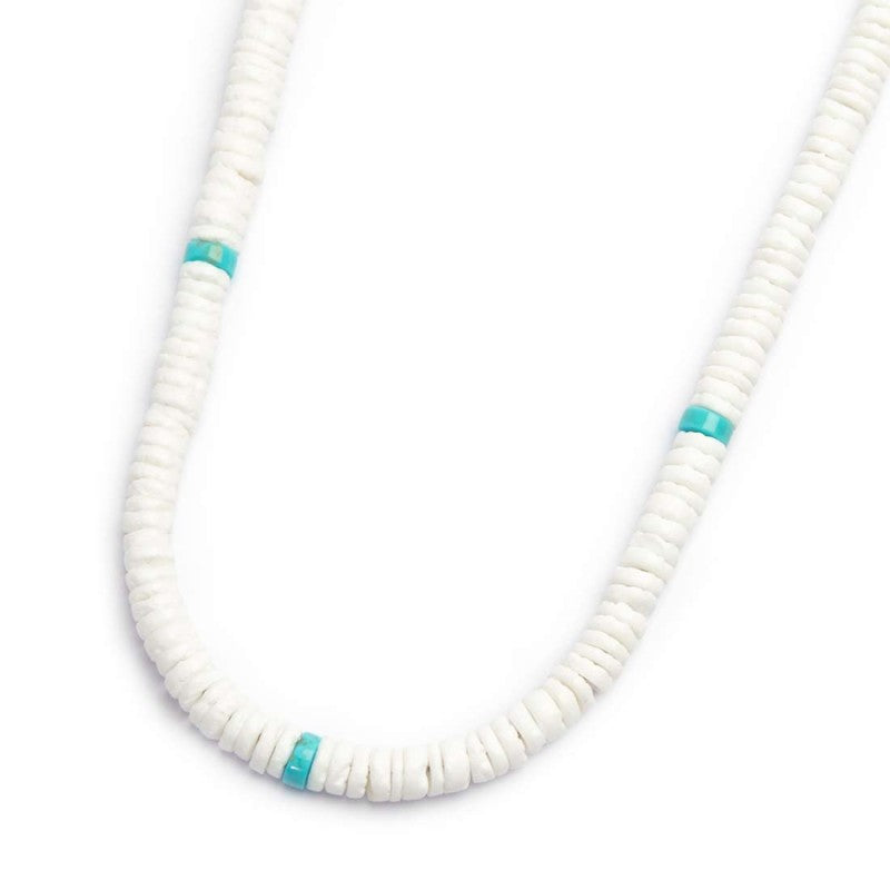 Collana con dischetti conchiglie bianche e turchesi