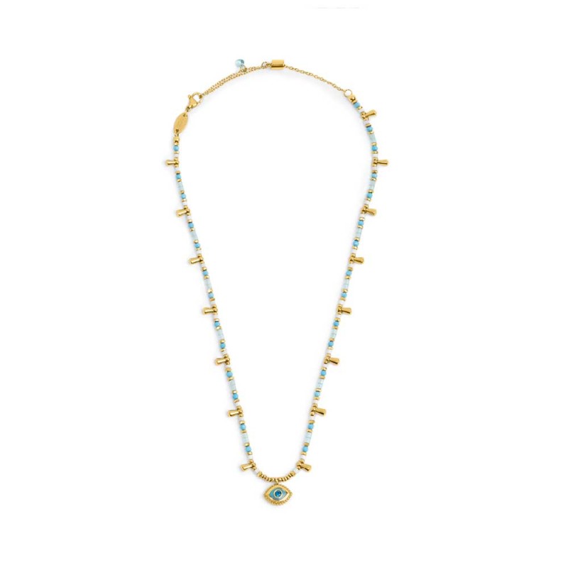 Collana con occhio pendente ed elementi di ematite sfacetttata