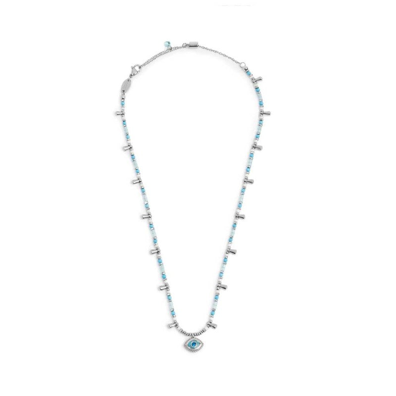 Collana con occhio pendente ed elementi di ematite sfacetttata