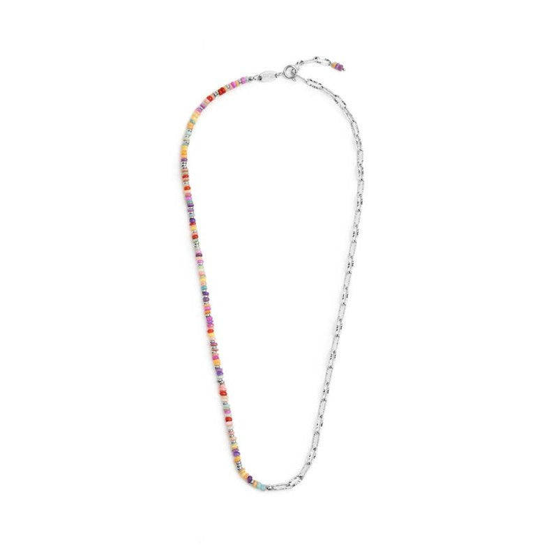 Collana con perline colorate e catena a maglia larga