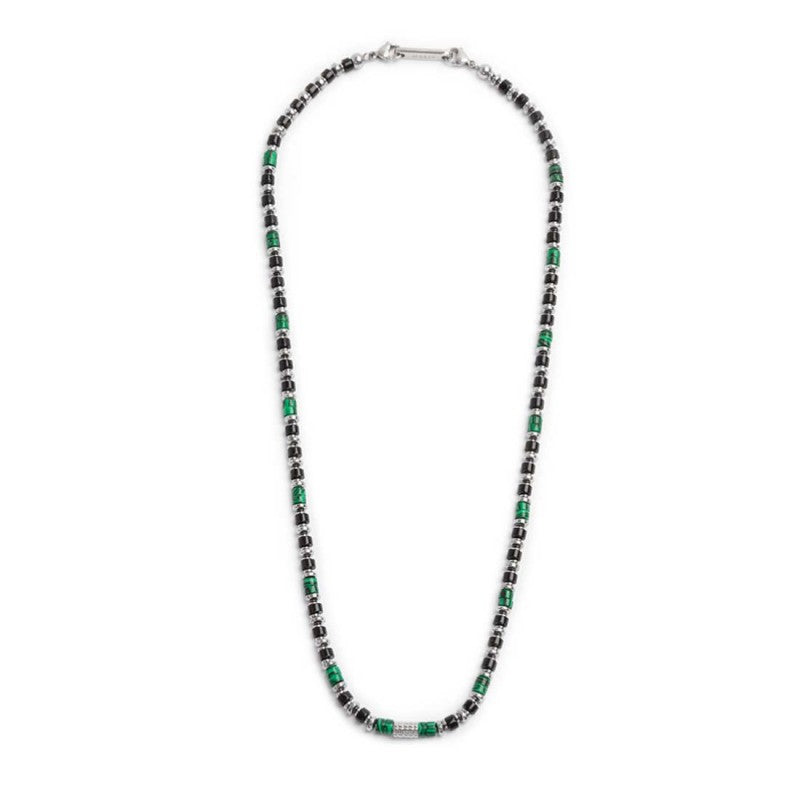 Collana con rondelle in malachite ed onice nera elementi in ematite - Desidero