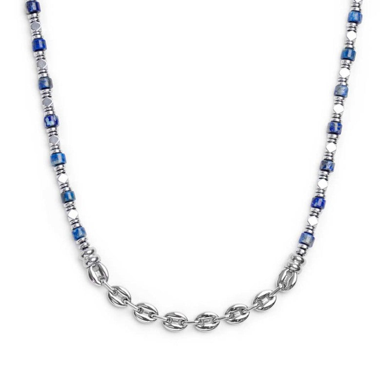 Collana con rondelle in sodalite ed elementi in ematite - Desidero