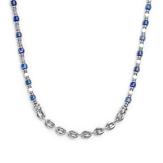 Collana con rondelle in sodalite ed elementi in ematite - Desidero
