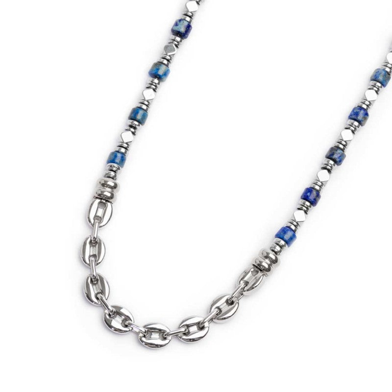 Collana con rondelle in sodalite ed elementi in ematite - Desidero