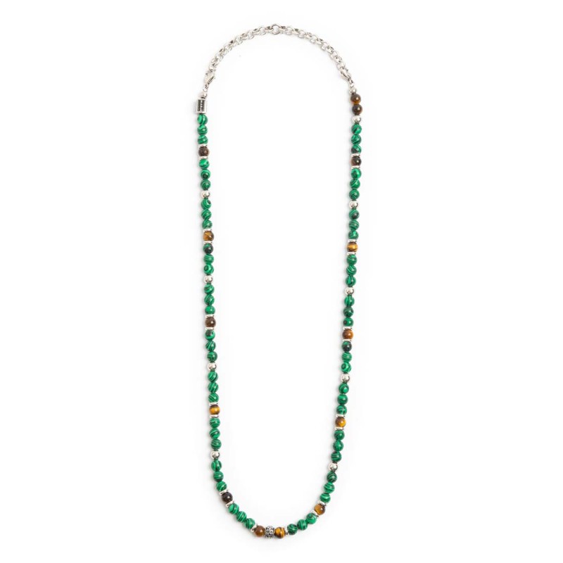 Collana con sfere malachite e occhio di tigre - Desidero