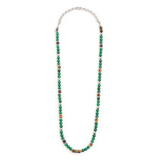 Collana con sfere malachite e occhio di tigre - Desidero