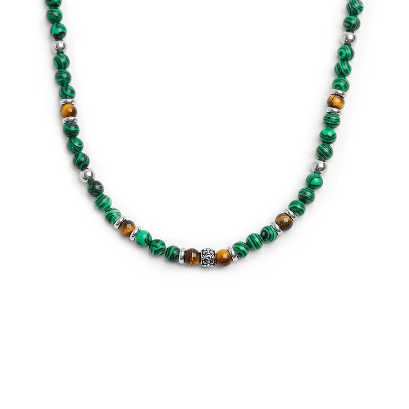 Collana con sfere malachite e occhio di tigre - Desidero