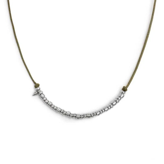 COLLANA CORDINO CERATO ELEMENTI IN ACCIAIO E MINI SPIKE