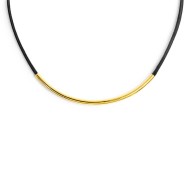 Collana cordino cerato nero con tubolare centrale