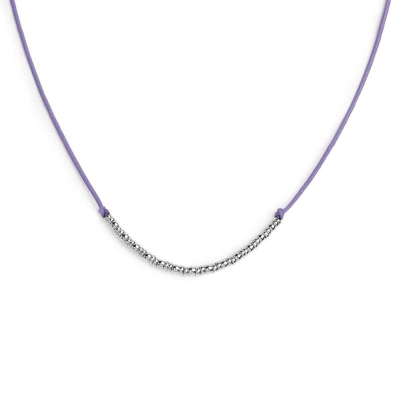 Collana cordino con sfere e rondelle al centro