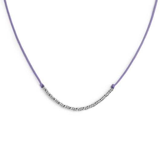 Collana cordino con sfere e rondelle al centro