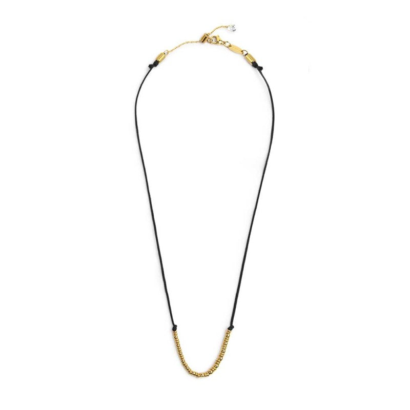 Collana cordino con sfere e rondelle al centro