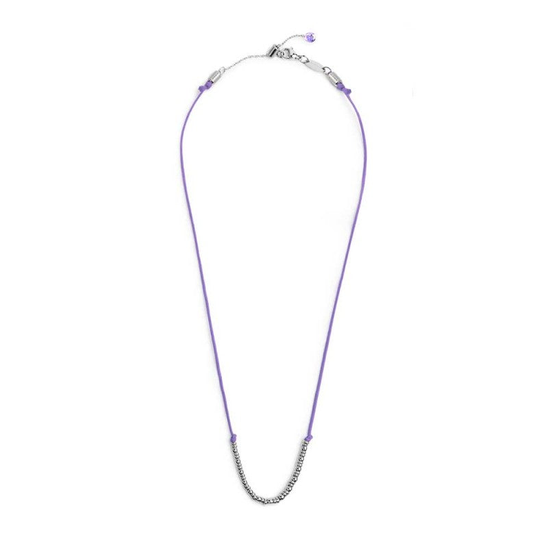 Collana cordino con sfere e rondelle al centro
