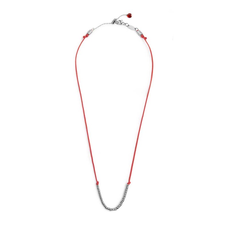 Collana cordino con sfere e rondelle al centro