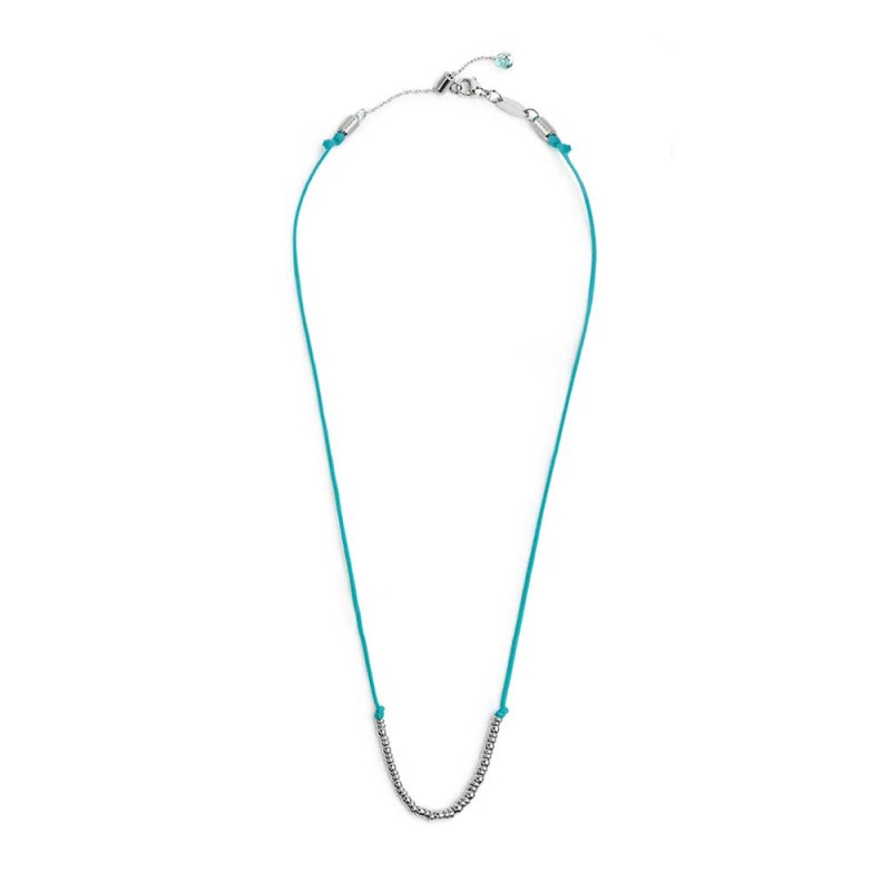 Collana cordino con sfere e rondelle al centro
