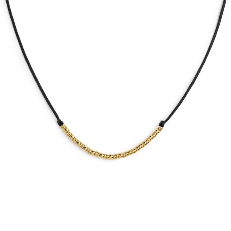 Collana cordino con sfere e rondelle al centro