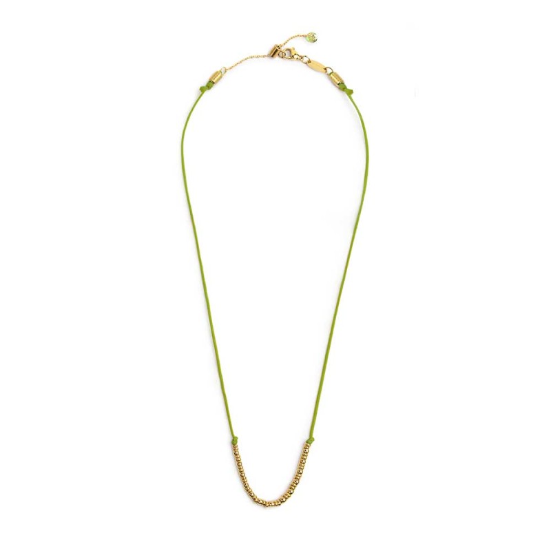 Collana cordino con sfere e rondelle al centro
