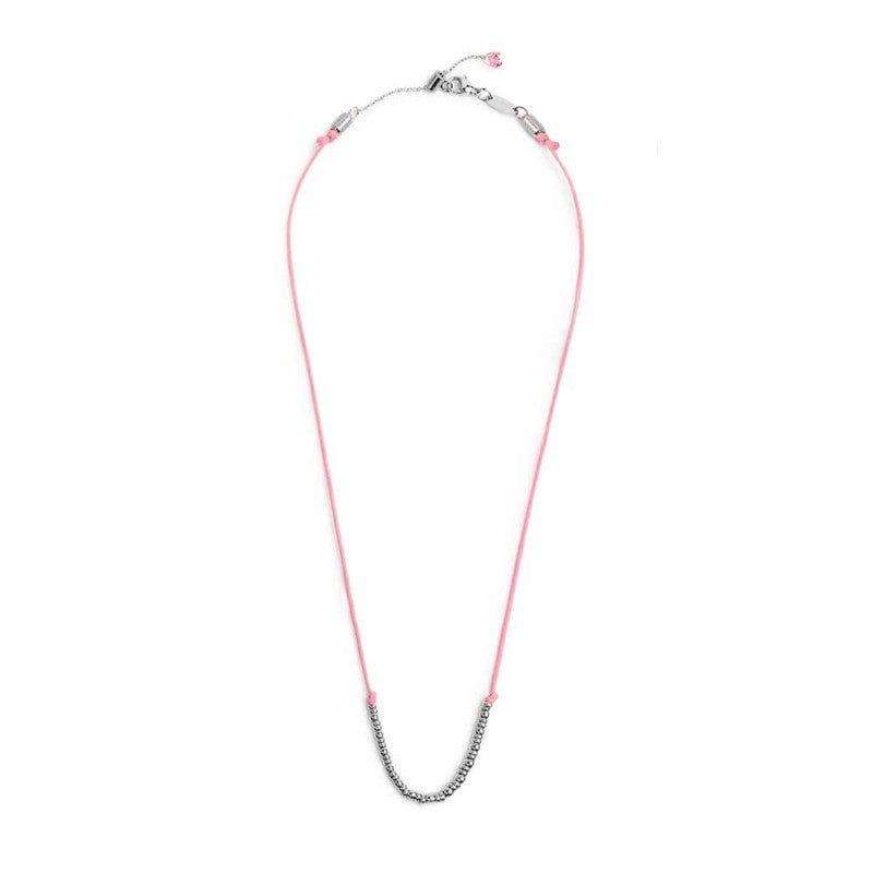 Collana cordino con sfere e rondelle al centro