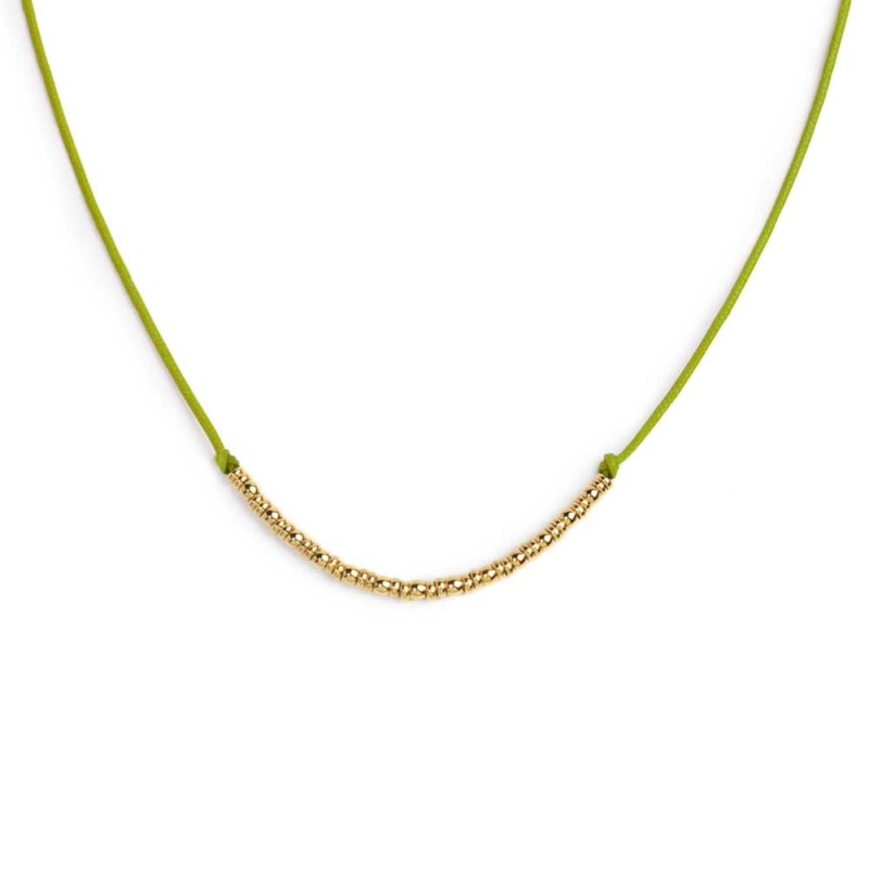 Collana cordino con sfere e rondelle al centro