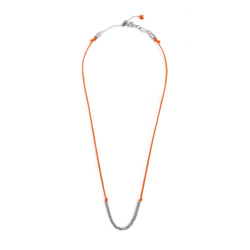 Collana cordino con sfere e rondelle al centro