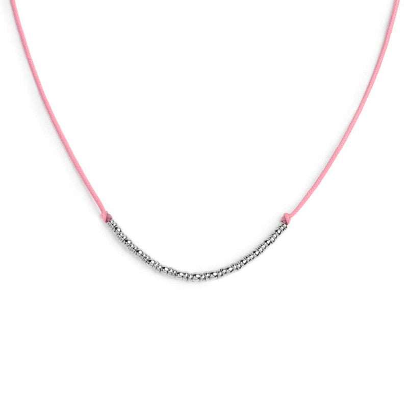 Collana cordino con sfere e rondelle al centro