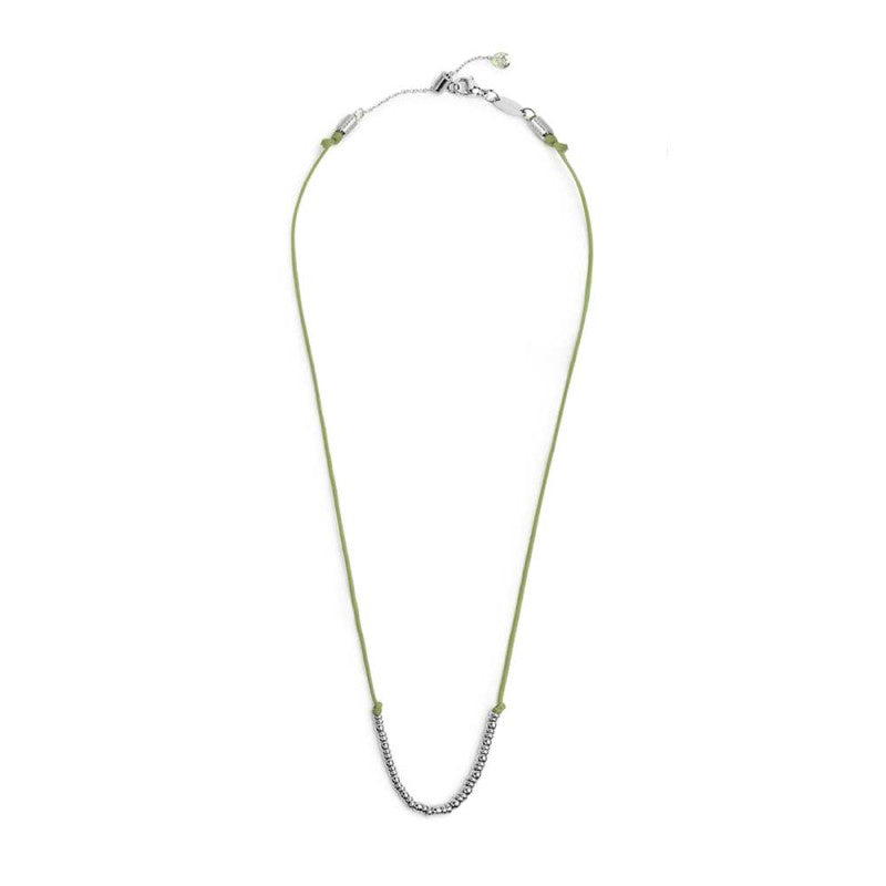 Collana cordino con sfere e rondelle al centro