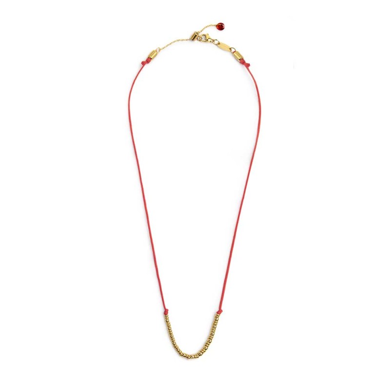 Collana cordino con sfere e rondelle al centro