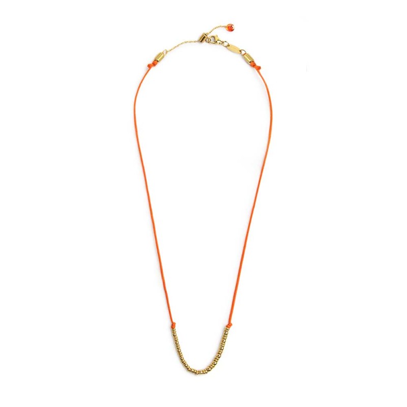 Collana cordino con sfere e rondelle al centro