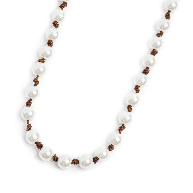 Collana cordino marrone con perle - Desidero