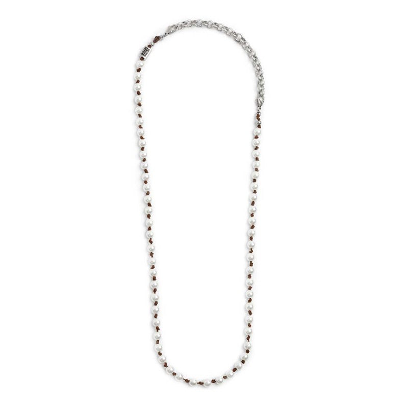 Collana cordino marrone con perle - Desidero