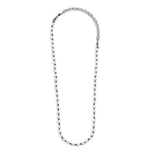 Collana cordino marrone con perle - Desidero