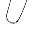 Carica l'immagine nel visualizzatore della galleria, Collana cordino strobel elementi in acciaio con trama puntinata in black oil
