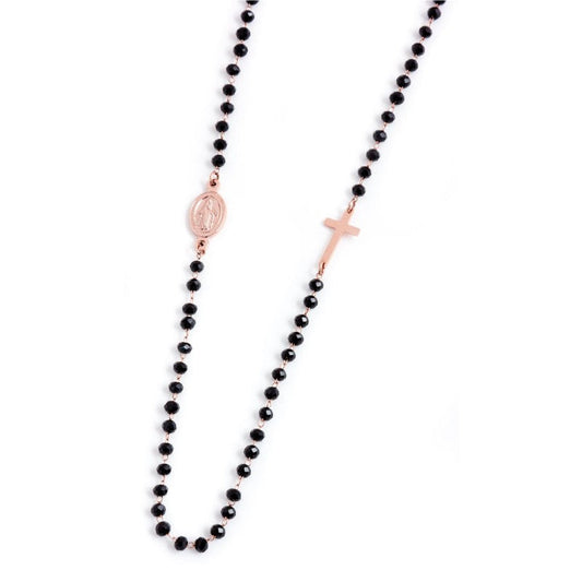 33co0006r-n Collana cristalli neri rosario