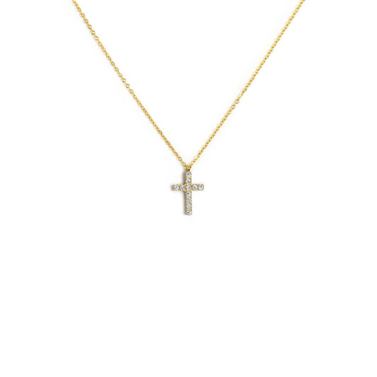 Collana croce pendente 1,4cm con zirconi