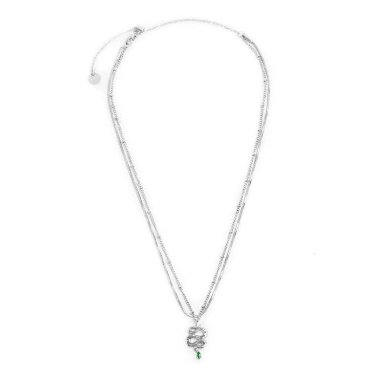 Collana doppia catena snake quadrata con serpente pendente - Desidero
